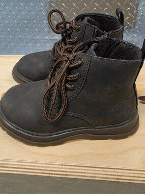 Zara Kids Dark Brown Lace-Up Ankle Boots